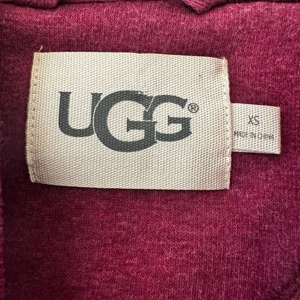 UGG Trendy Burgundy Long Sleeves Front Zip Up High Low Sweatshirt SZ XS # 2365 - Image 6