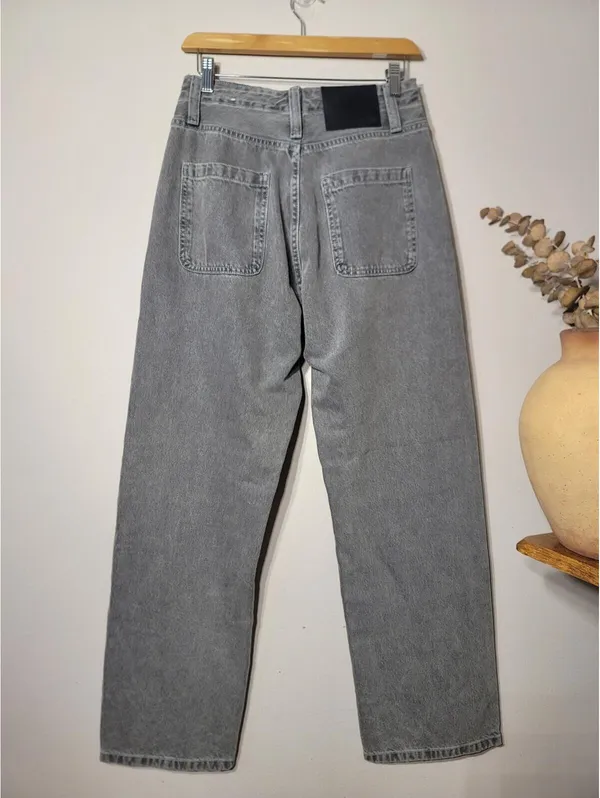 Zara Y2K Gray Wide Leg Tie-Waist Jeans Streetwear Sz 28 - Image 8