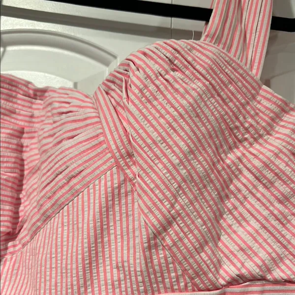 Lilly Pulitzer Addison‎ one shoulder Pink seersucker Sundress 12 - Image 4