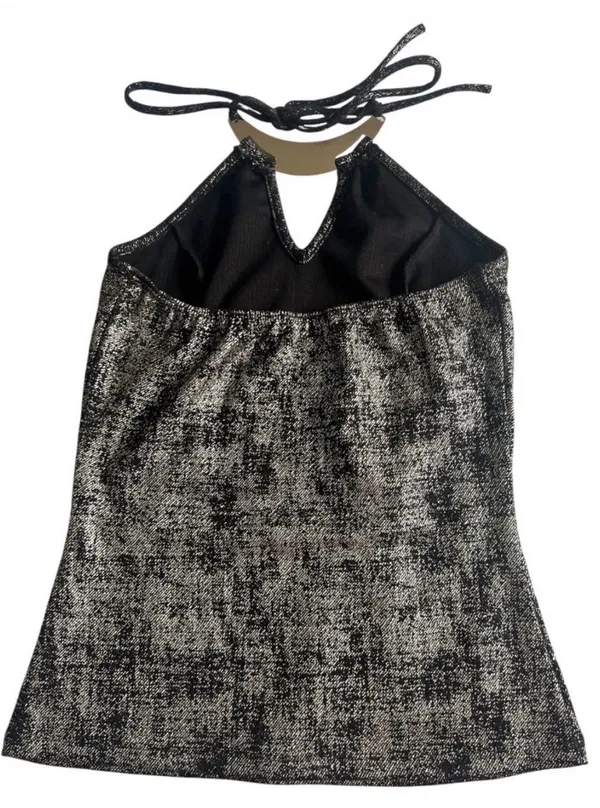 Vintage 90s Celine by Champion Metallic Shimmer Halter Blouse (Size M) - Image 2