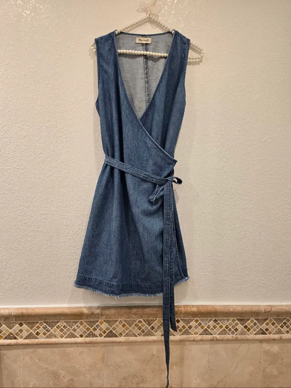 Madewell Denim Raw Hem Wrap Dress M - Image 2