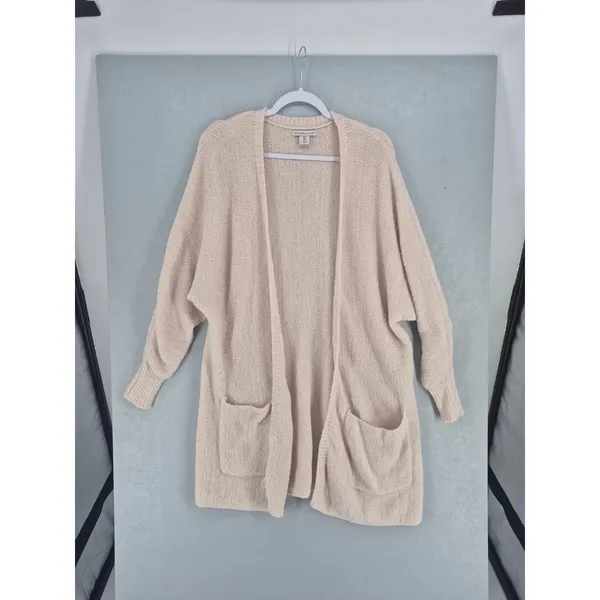 Sincerely Jules Womens Cardigan Beige Popcorn Knit Oversized‎ Pocket Small - Image 2