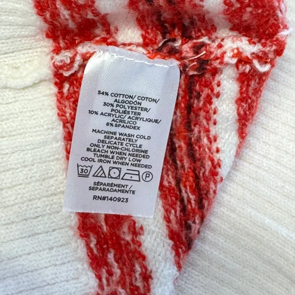 NWT LOFT‎ Women's Fair Isle Striped Crew Neck Sweater Red White XS S/766805 - Image 8