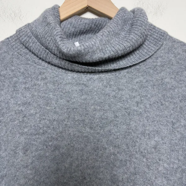 Free People Womens 100% Cashmere Cloudy Addie Sweater Large Gray Turtleneck - Image 5
