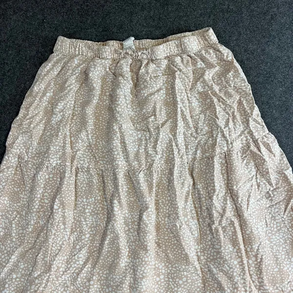 Japana Women Tan Pebble Print Tiered Maxi Skirt Elastic Waist L Cottagecore - Image 9
