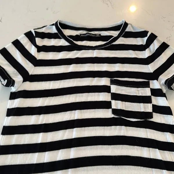Abercrombie & Fitch Black White Striped Mini Crew Neck T-Shirt Dress Size XS - Image 4