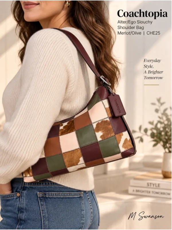 NEW Coachtopia Coach Alter/Ego Slouchy Shoulder Bag Merlot Olive CHE25 NWT - Image 8