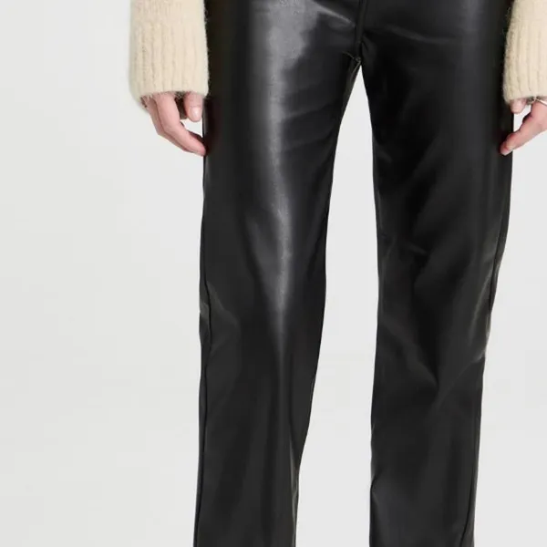 Pistola Cassie Black Faux Leather Super High Rise Straight Pants - Size - 29 - Image 3