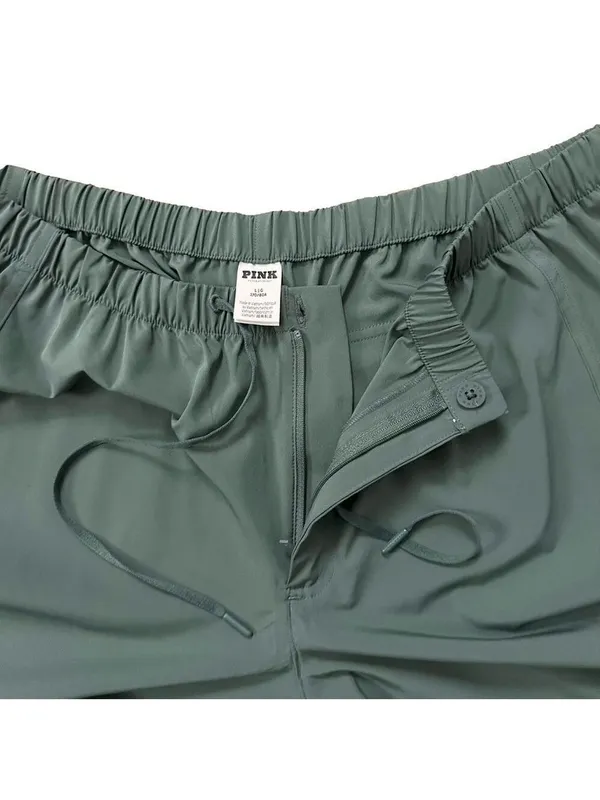 PINK Tech Stretch Cargo Parachute Pants Green Size Large - Image 5