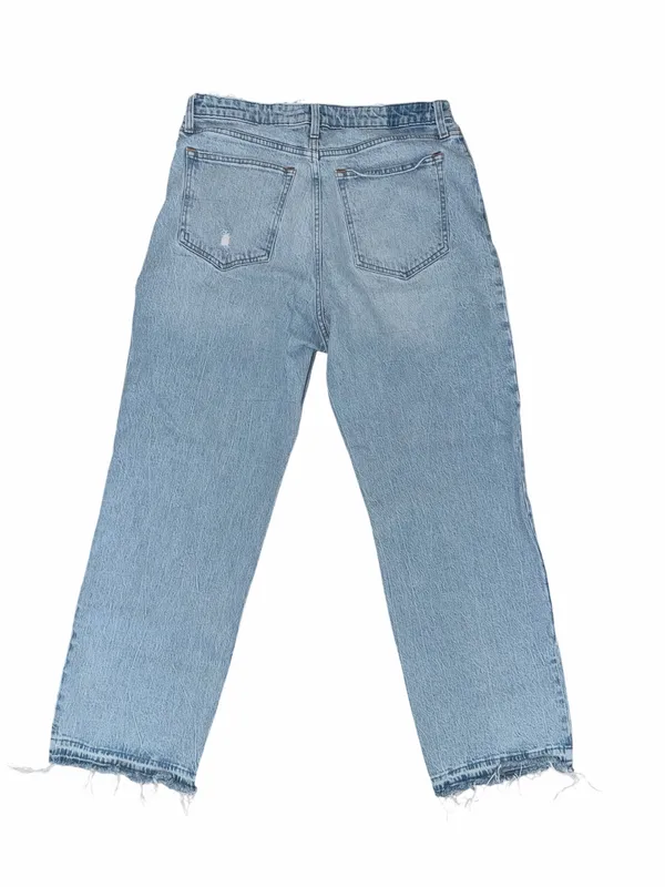 Abercrombie & Fitch Curve Love High-Rise Straight Mom Jeans Light Wash Raw Hem - Image 3