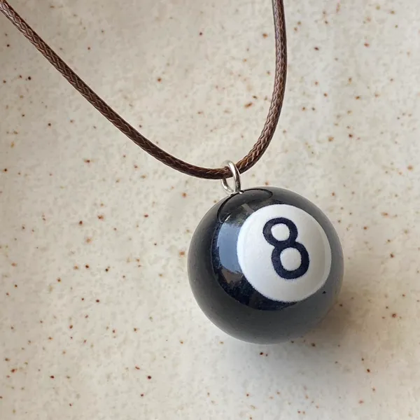 Handmade big 8 ball grunge funky unisex simple brown necklace🎲8️⃣🖤 - Image 5