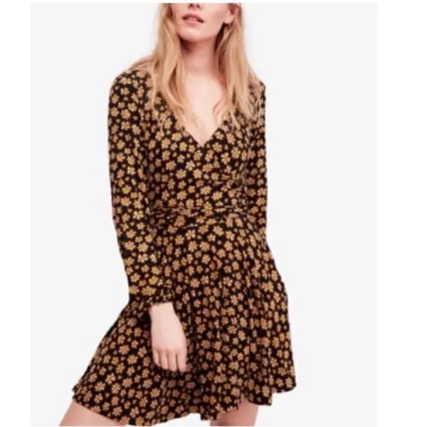 Free People Pradera faux wrap Daisy print mini dress XS‎ - Image 4