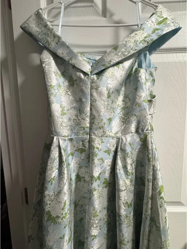 Wedtrend Floral Light Blue and Green Women's Bridesmaid/ Prom Dress - Image 6