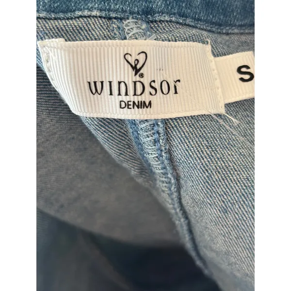 WILDGAT Denim Jumpsuit Medium Wash Short Sleeve Flare Leg Zip Front Blue Small - Image 10