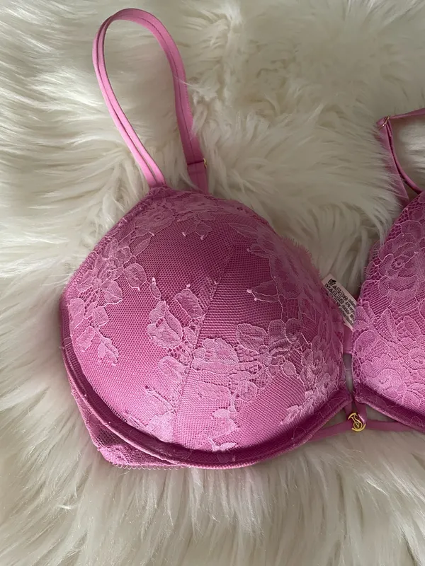 Victoria's Secret Bombshell Bra 34DD *Pink Rose Lace* - Image 10