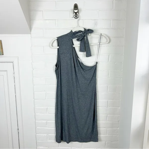 1. State Grey Ribbed Knit Cut Out One Shoulder Dress Size L - Image 2