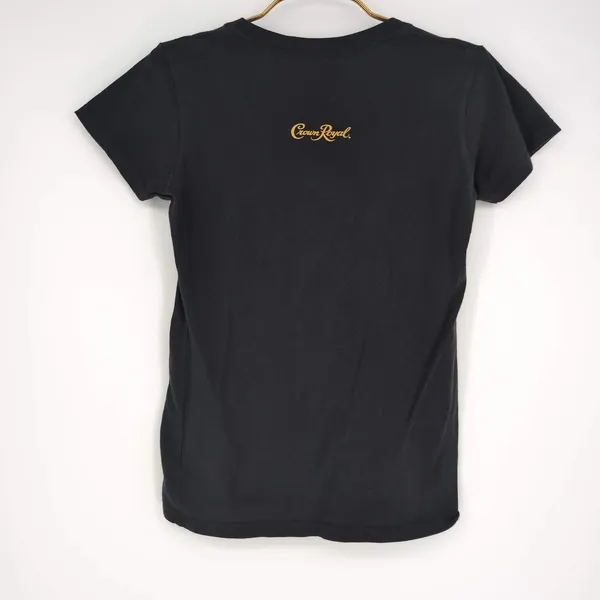 Crown Royal Logo Women's Black Graphic Two Faced V-Neck T-Shirt - Size M - GUC - Image 2