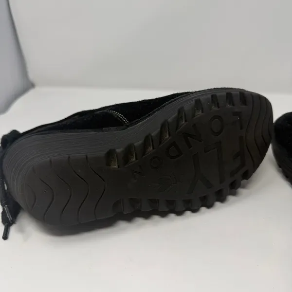 Fly London Suede Wedge Ankle Boots Black Lace Up Back Women Size 38 - Image 11