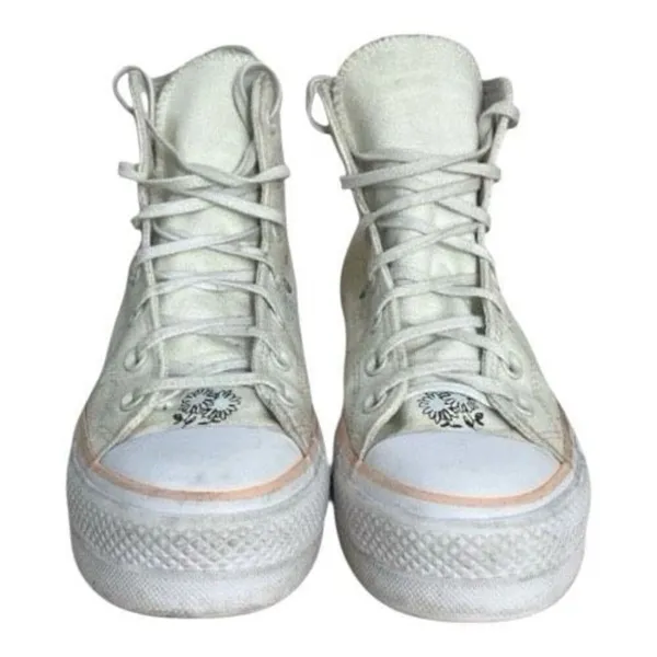 Converse Chuck Taylor All Star Lift High White Sun & Cloud Embroidered Shoes 9 - Image 3