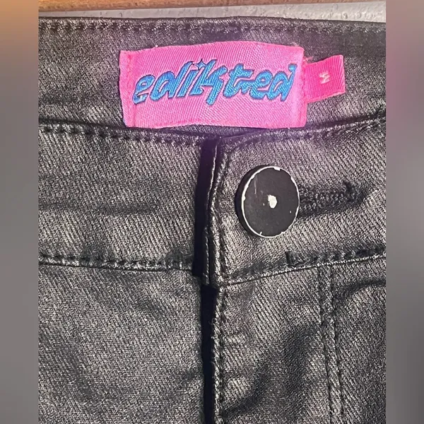 EDIKTED Luna Faux Leather Flare Leg Black Pants in size Medium. - Image 6