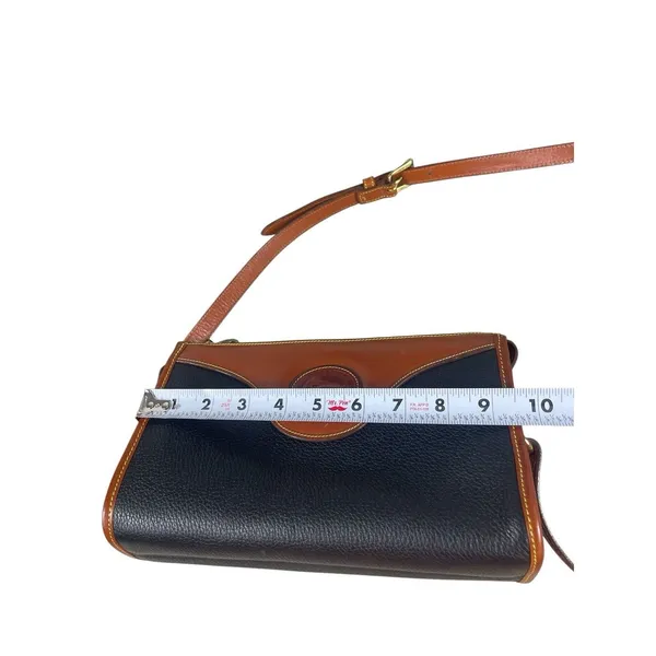 Vintage Dooney & Bourke AWL Navy Brown Leather Crossbody Bag Cavalry Logo USA - Image 8