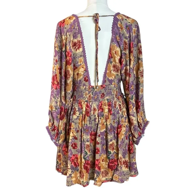 Free People Bohemian Sweet Dreams Mini Dress Lavender Floral Lace Medium - Image 10