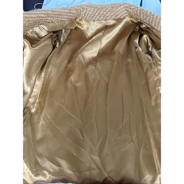 Vintage 60s Franklin Simon New York Mustard Gold Side Button Coat S M - Image 14