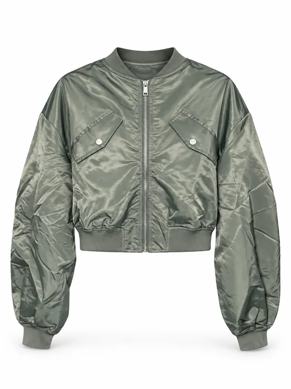 Princess Polly Thalya Green Cropped Bomber Jacket Women’s US 6 NWT - Image 2