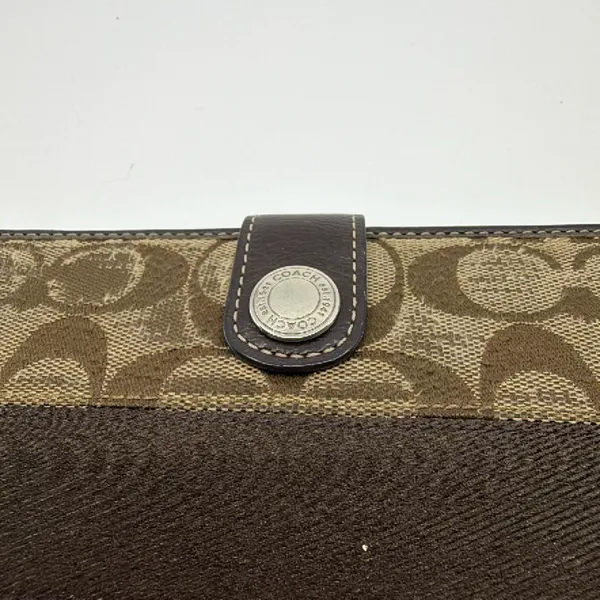 Coach Signature C Slim Brown Coated Canvas Leather Wallet - Image 2