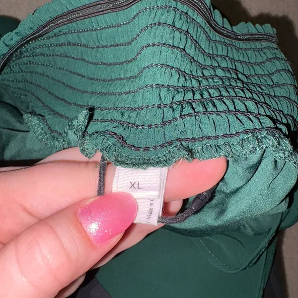 Emerald Green Ruched Long Sleeve Sundress Size XL - Image 5