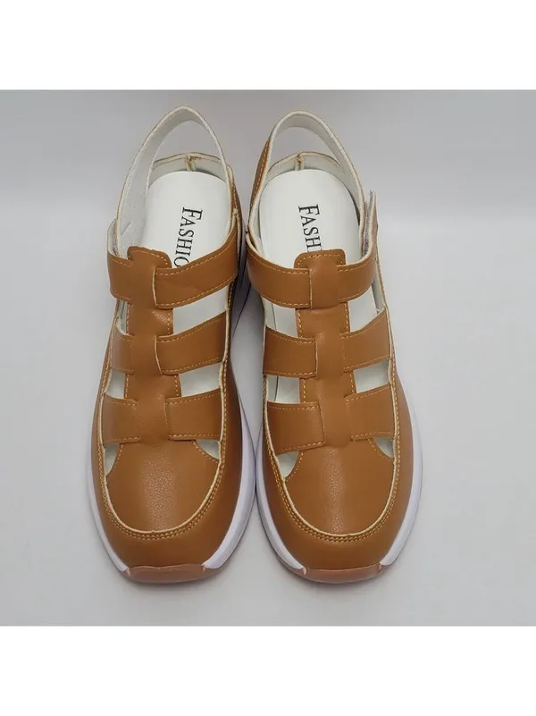 Women's Hollow Cut Out Fisherman Wedge Platform Sandals Brown, Size 40 - Image 4