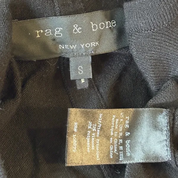 Rag & Bone Black‎ V-Neck Cable Knit Long Sleeve Sweater Dress Small Preppy Twee - Image 6