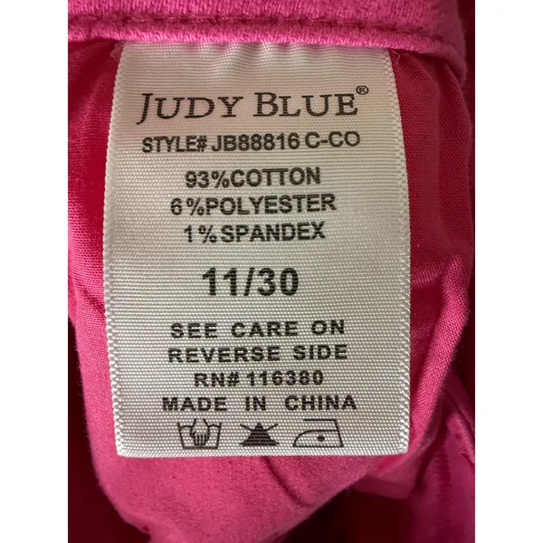 Judy Blue Hot Pink Heart Edition Wide Leg Raw Hem‎ Pants size 11/30 - Image 7