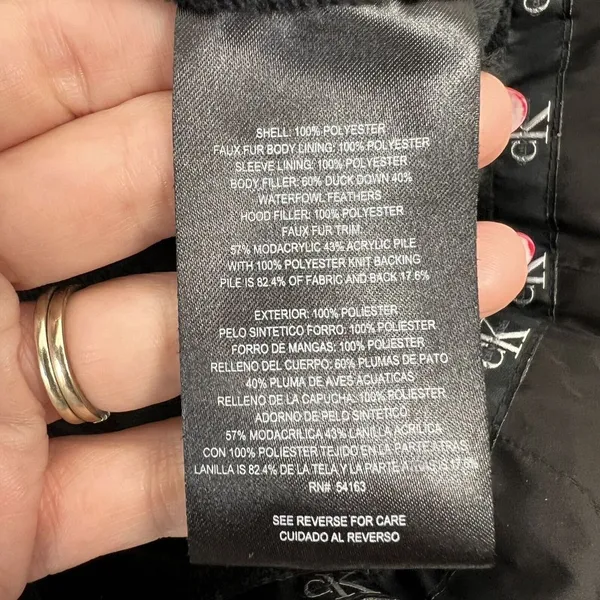 Calvin Klein Size XL Coat Down Puffer Quilted Jacket Black Fleece Lined Full Zip - Image 10