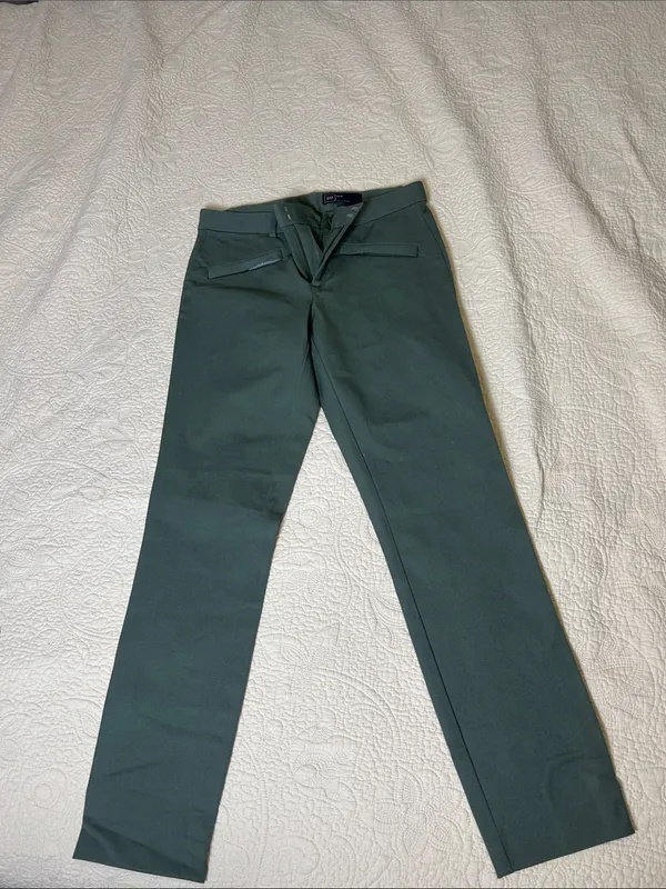 GAP Women's Dark Teal Straight Dress Pants - Image 2