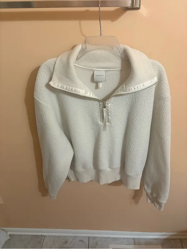 Varley Roselle Half-Zip Sweatshirt in White - Image 3