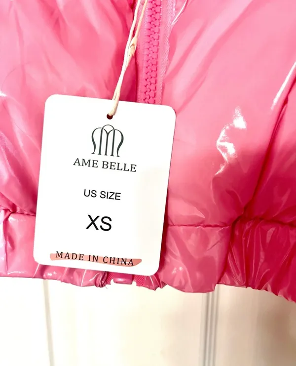 Ame Belle Women’s Shiny Pink Puffer Coat-XS - Image 4