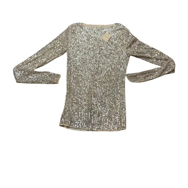 ✨ Intimately Free People Gold‎ Rush Sequin Long Sleeve Top XS NWT ✨ - Image 2