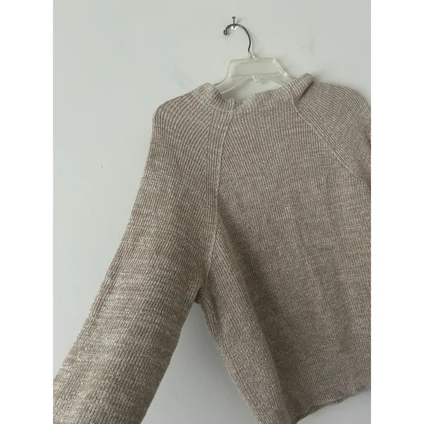 Free People Too Good Heathered Beige Knit Pullover Sweater Size Medium Cozy - Image 4
