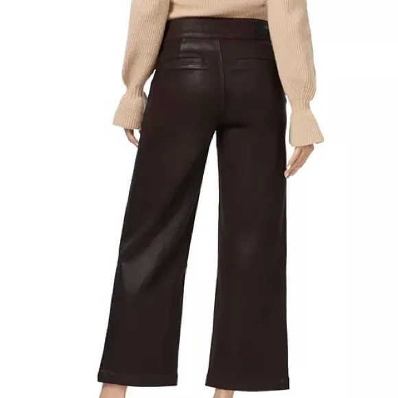 PAIGE Nellie‎ Coated Black High Rise Wide-Leg Cropped Pants - Image 2