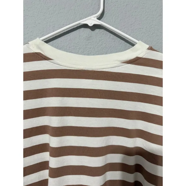 Old‎ Navy Womens T-Shirt 3X Brown White Striped Oversized Cotton Short Sleeve - Image 10