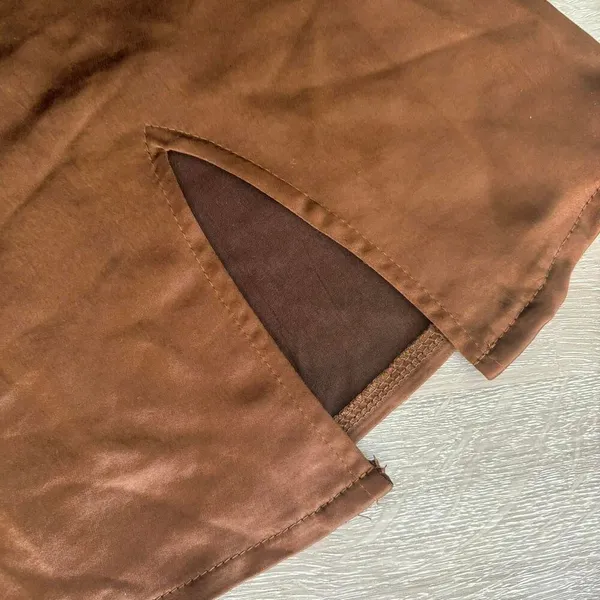 Brown Satin Mini Skirt Size XS - Image 3