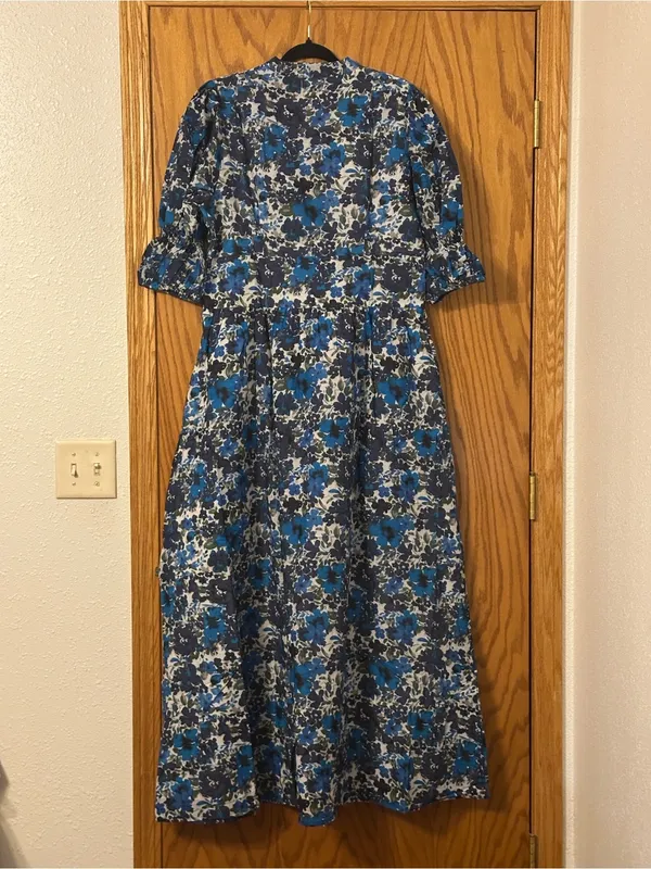 Farylina Floral Blue V-Neck Front Slit Maxi Dress - NWOT - Size XL - Image 3