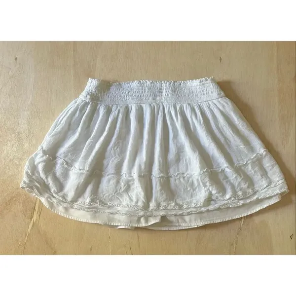 Hollister White Ultra High-Rise Skirt Women’s Size Large | Boho Mini Layered - Image 2