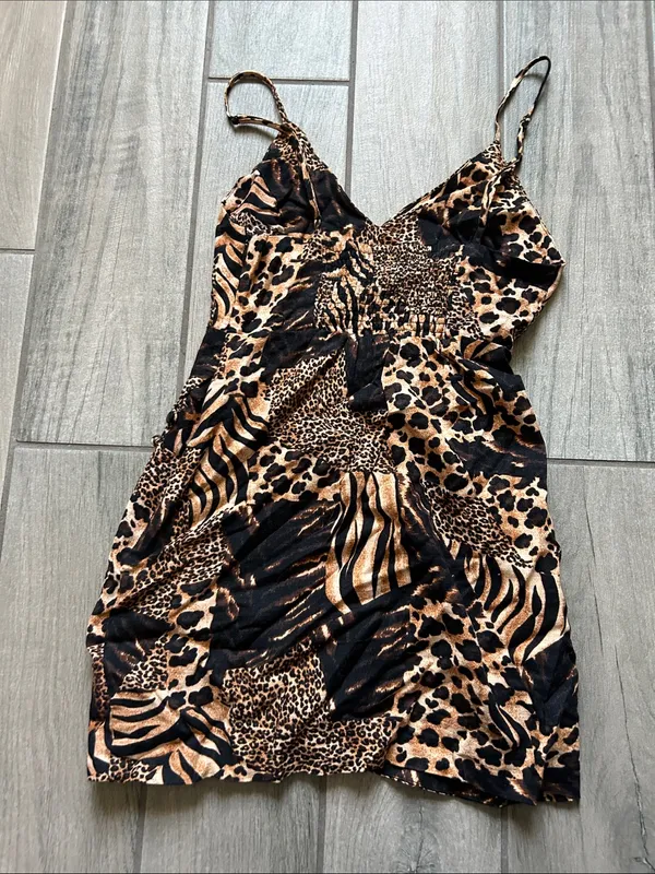 Urban Outfitters Leopard & Tiger Print Slip Dress - Brown/Black - Image 3
