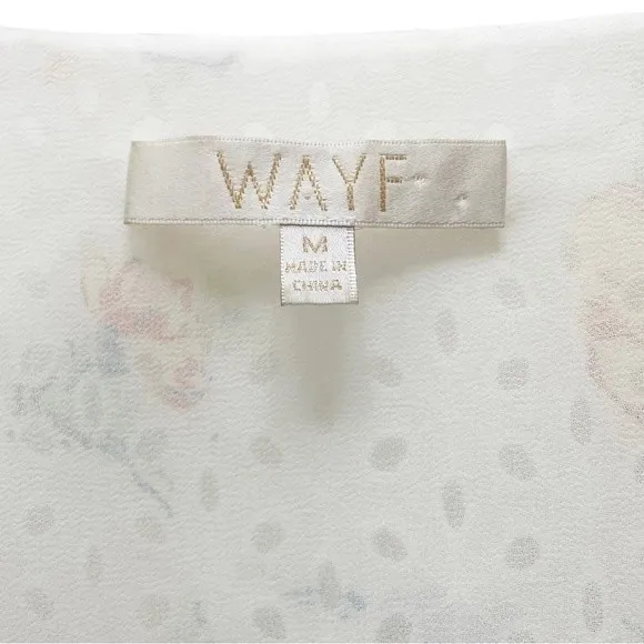 Wayf Top Floral Eyelet Wrap Front Puff Sleeve Cream Blouse Women’s Size Medium - Image 7