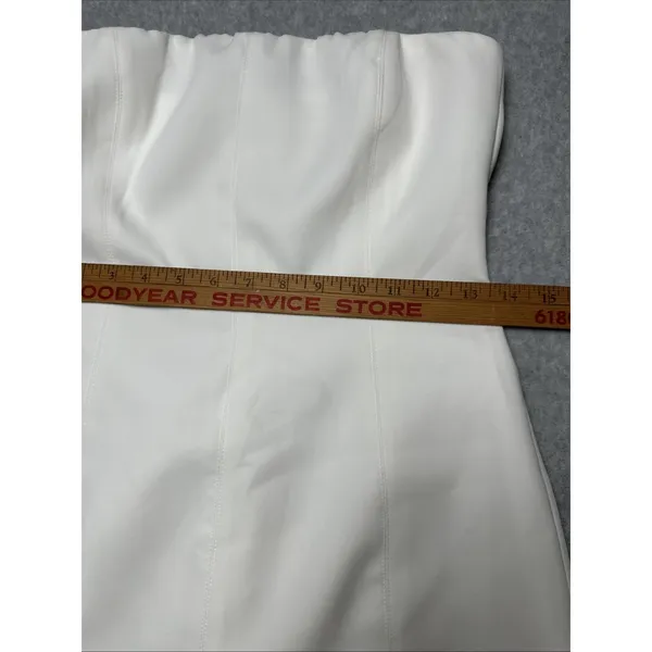 Meshki Strapless White Mini Dress with Seam Detailing - Image 7