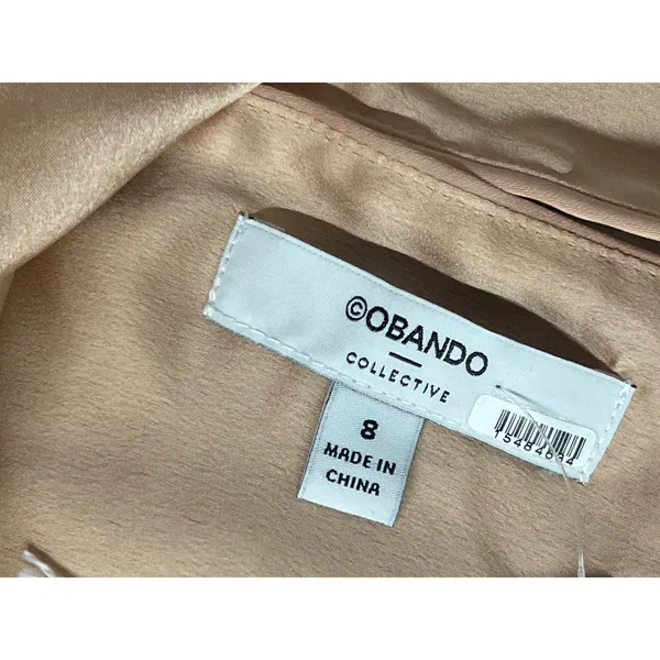 RTR Obando Sz 8 Orange tan Silky Satin Sleeveless Halter Cami Top sexy solid - Image 7