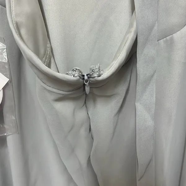 Birdy Grey Moni Halter Gown Silver Grey Chiffon Bridesmaid Dress 2XL NWT Pockets - Image 9