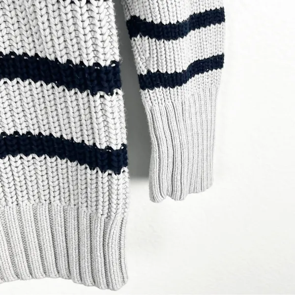 J. CREW Gray Striped Ripplestitch Knit Sweater Size Small Preppy Nautical Casual - Image 5